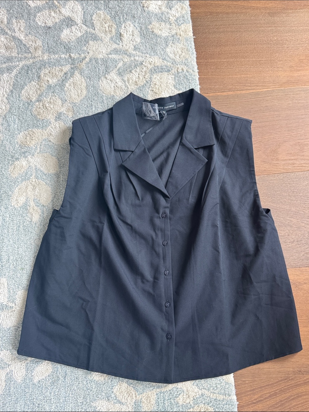 English Factory Black Sleeveless Button-Front Blouse